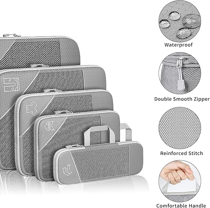 Set de 5 bolsas organizadoras de compresión para maleta - additional image 2