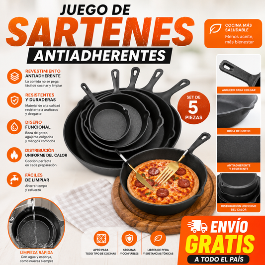 Juego de sartenes antiadherentes (5 piezas)