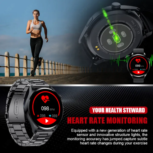 Smartwatch deportivo negro con correa metalica - additional image 30